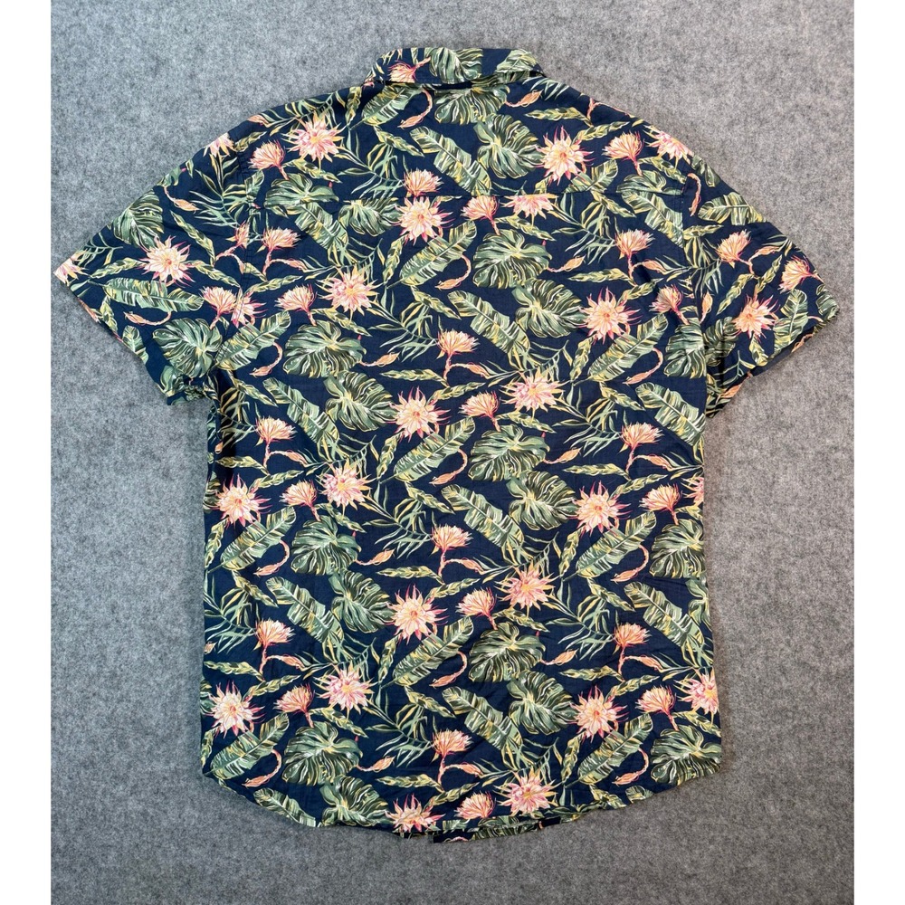 Sovereign Code Mens Medium Blue Tropical Floral Palm Leaf Short Sleeve Button Up - Picture 7 of 7